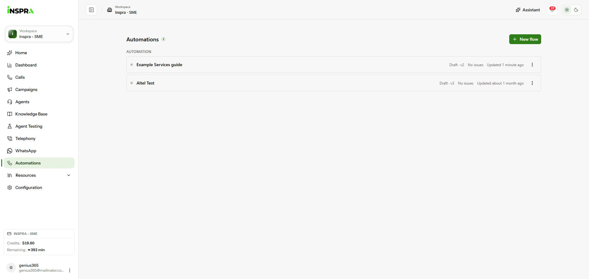 The approved example listed as Draft, version 2, with No issues.