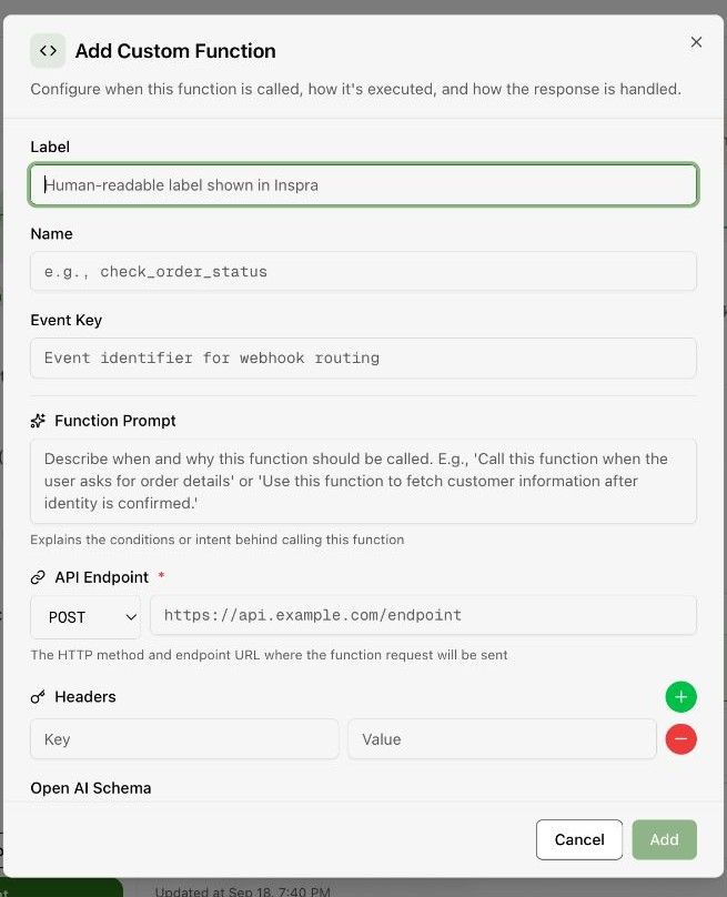 Connect a custom function