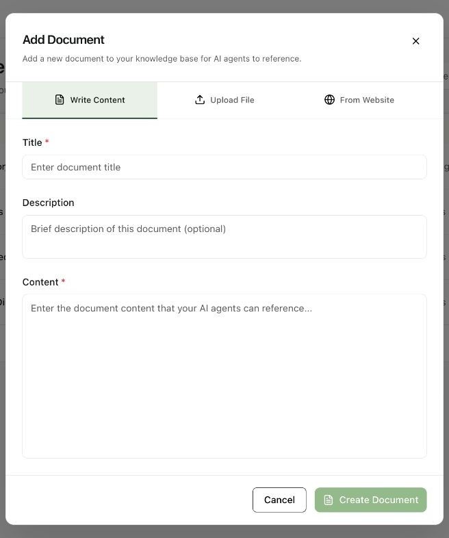 Create a knowledge document