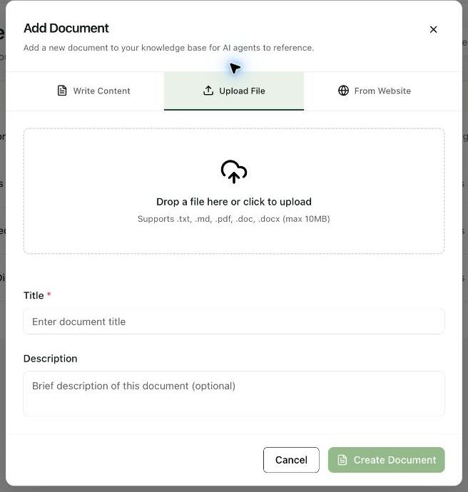 Upload a knowledge file