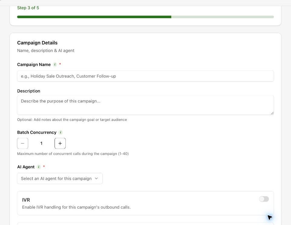 Configure campaign details