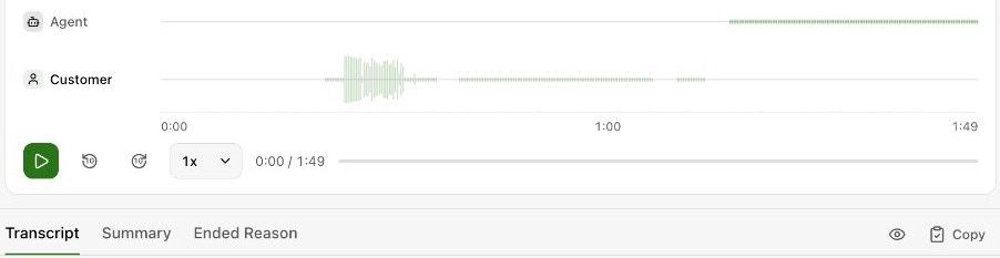Review a recording and transcript in the dashboard