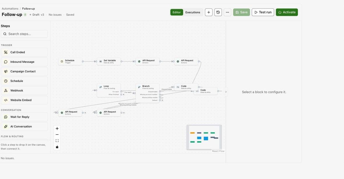 Build and inspect an automation flow in the dashboard