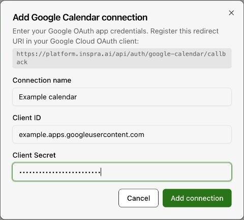 Connect calendars for appointment workflows
